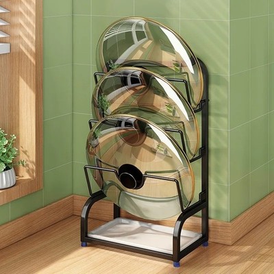 Küche Topf Deckel Gestell Tischplatte 3 Ebenen Schneidebrett Halter Organizer Ständer Schwarz