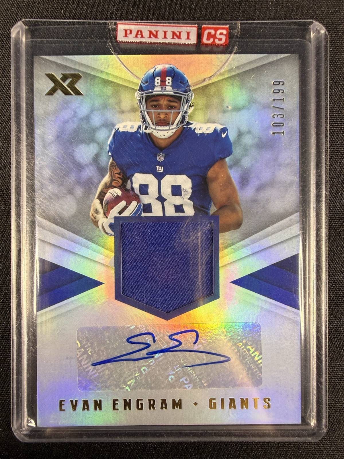 Evan Engram Panini XR Rookie Jumbo Swatch Autograph #EE Base