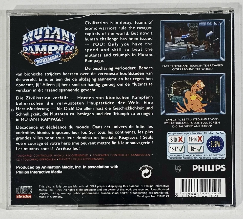 Philips CD-I Monster Wrestling MUTANT RAMPAGE BODYSLAM Postapokalypse Beat'em Up - Bild 3 von 4