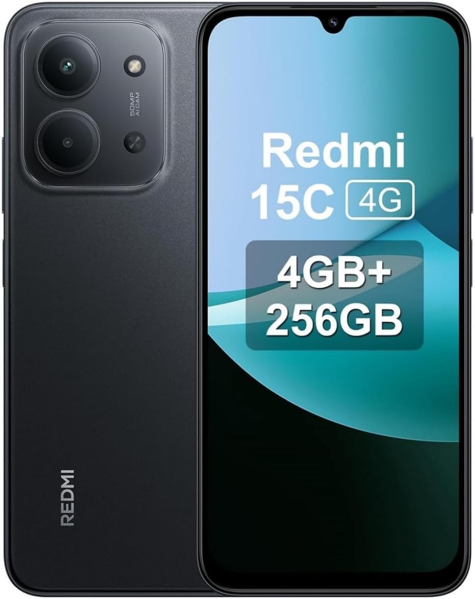 Xiaomi Redmi 15C 4G 4+256GB Android Dual Sim Display 6.9'' Midnight Black Nero