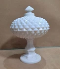 Vintage White Milk Glass Covered Candy Dish With Lid