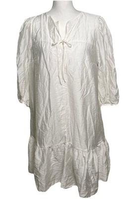 Stockholm Atelier Other Stories White Lined Ruffle Hem Midi Dress Womens Medium