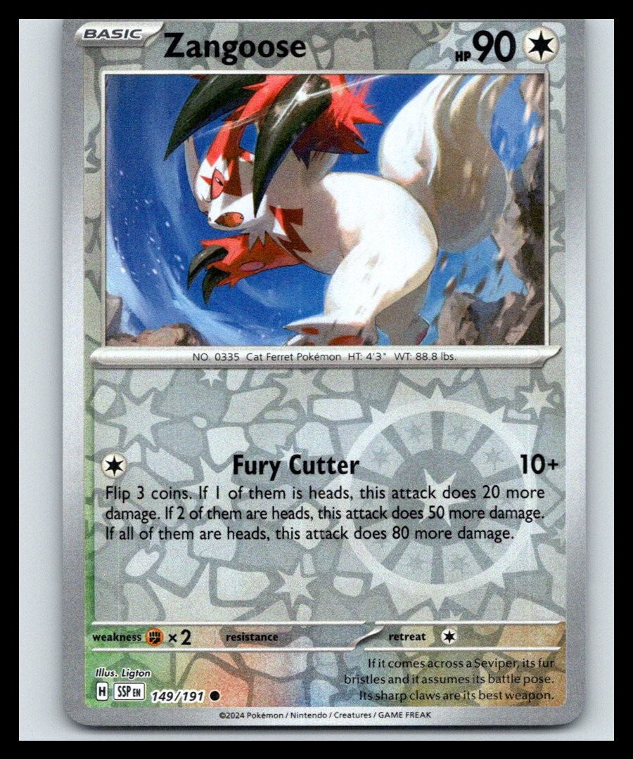 Zangoose Reverse Holo Common | 149/191 NM/M | Surging Sparks Pokemon