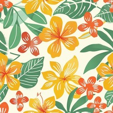 Summer Palm Leaves Printed Cotton Fabric By The Yard