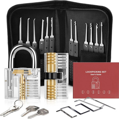 Dietrich 36-Piece Professional Lockpicking Set, 4 Transparent Locks, Lock Sleeve