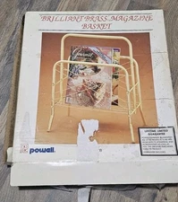 Vintage Mid Century Brass Magazine Rack Record Holder Gold STILL IN PLASTIC 