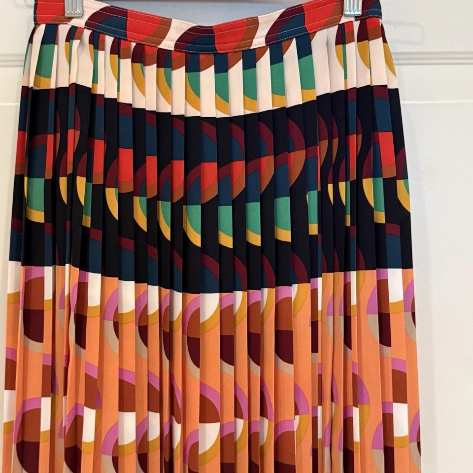 J. Falda midi de acordeón plisada colorida para mujer Crew 365 talla 00 carrera Foto 3 de 4