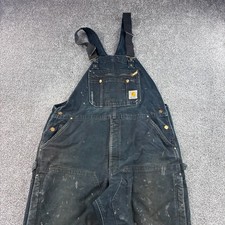 Carhartt Bib Overalls Men 42x30 Arctic Insulated Duck Canvas Double Knee R41 BLK