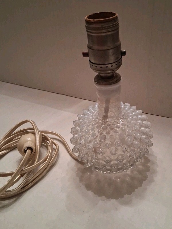 Vintage Fenton FRENCH OPALESCENT Hobnail Cologne Bottle Art Glass BOUDIOR LAMP