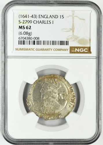 (1641-43) 6.08g ENGLAND SILVER 1S SHILLING S-2799 CHARLES 1 NGC MS 62