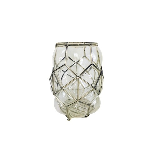 Lanterna portacandele vintage anni 30 art deco gabbia vetro soffiato a bolle vaso - Foto 9 di 12