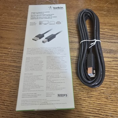 10 NEW Belkin Premium 2.0 Printer Cable 10 Ft 4 Pin USB-B to 4 Pin USB-A