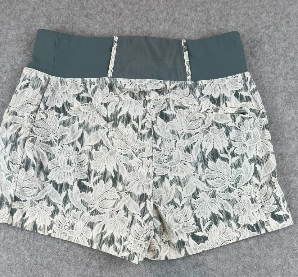 Pantalones Cortos Athleta Trekkie North 6 Encaje Superposición Floral Activo Senderismo Informal Verde Foto 2 de 4