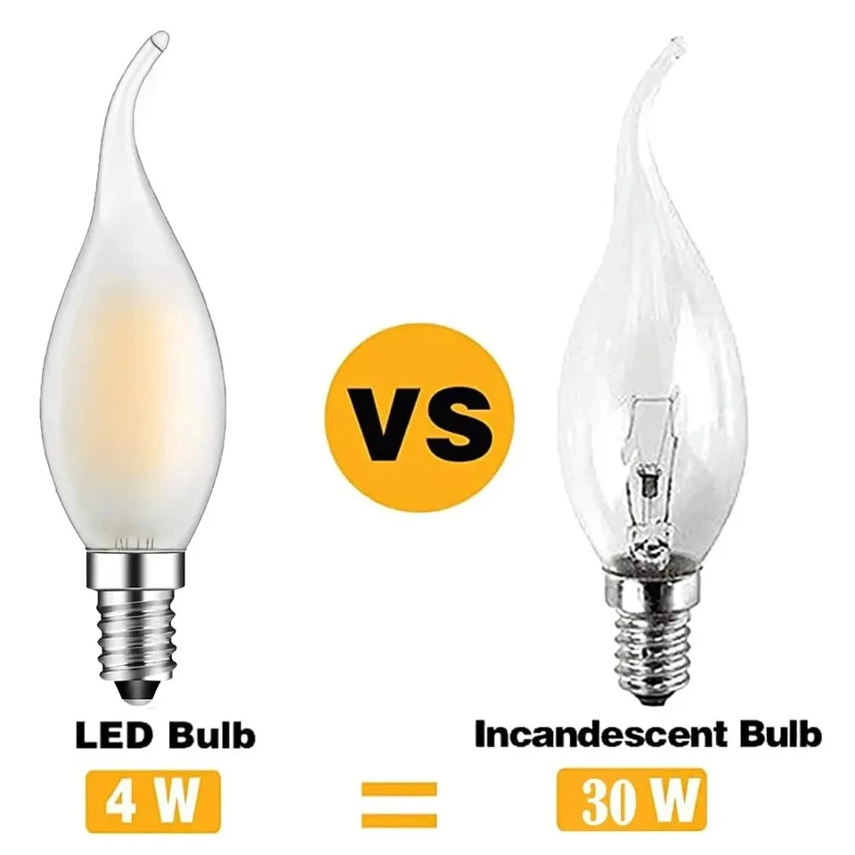 E14 LED Candelabra Light Bulb 4W Lamp Warm/Cold White Led Vintage Lightbulb 5PCS - Image 2 of 4