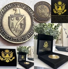 DOE US Department of ENERGY US Government Bronze Plated Coin W/ Retirement Award