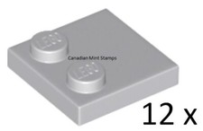 New Lego 12x Light Bluish Gray Tile, Modified 2 x 2 with Studs on Edge 33909