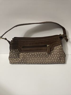 Tommy Hilfiger TH Monogram Shoulder Bag Brown And Tan Purse