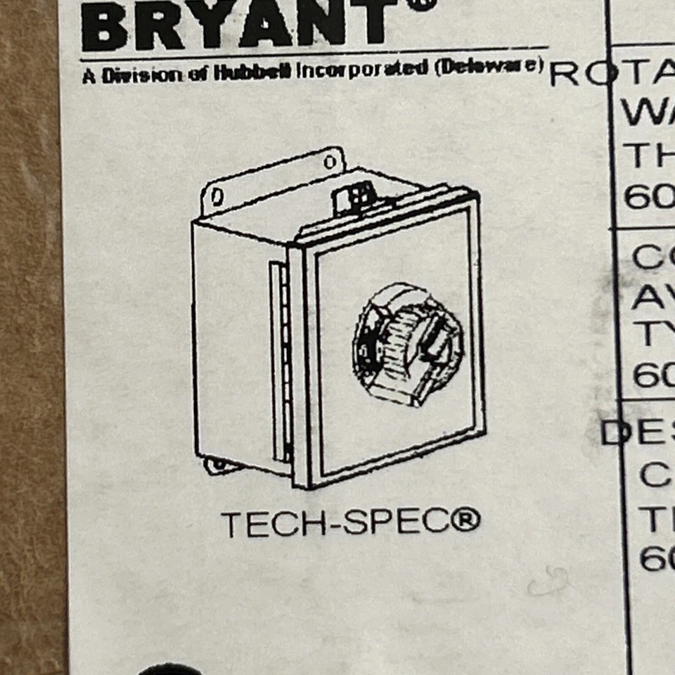 NUEVO CONTROLADOR MOTOR ROTATIVO BRYANT 664X63 60 AMP 3 POLOS 600 VOLTIOS Foto 2 de 2