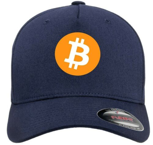 Bitcoin Logo Crypto Symbol Hat Flexfit Baseball Cap Printed Emblem S/M & L/XL - Picture 2 of 15