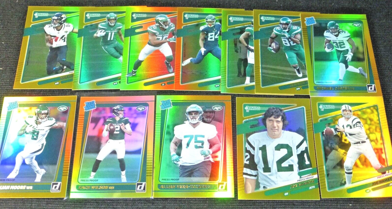 (12) 2021 Donruss Gold Premium Stock New York Jets Team Zach Wilson Press Proof