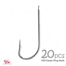 20pcs 10/0 Fish WOW!® Fishing Cedar Plug Hook needle eye forged hook wide gap
