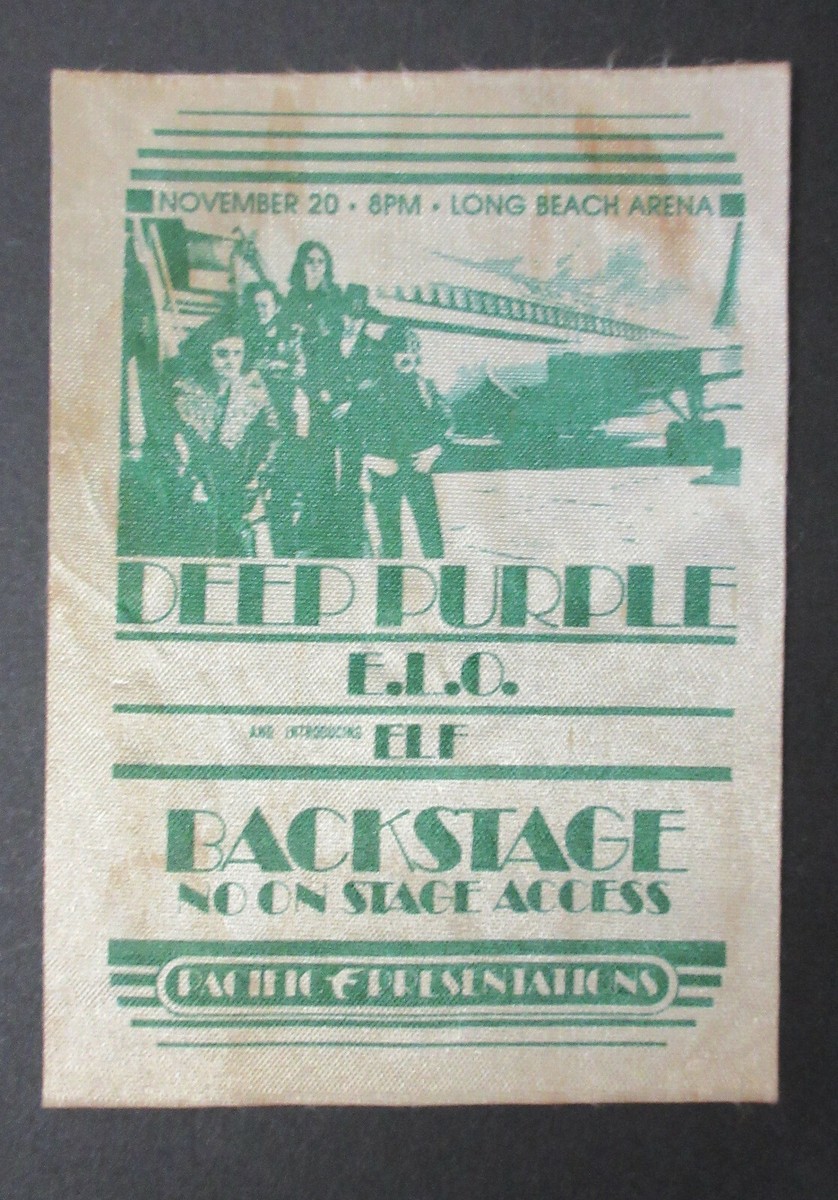 DEEP PURPLE Long Beach Arena 1974 Concert BACKSTAGE PASS (used