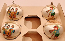 Vtg Satin Silk Wrapped Christmas Ornaments Victorian White Round Balls Lot of 4