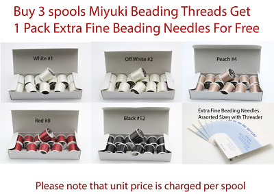 Buy 3 Spools Miyuki Beading Threads Get A Free Pack Extra Fine Beading Needles 