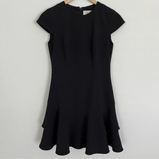 Eliza J Black Cap Sleeve Fit and Flare Tiered Flounce Hem Sheath Dress, Size 2P