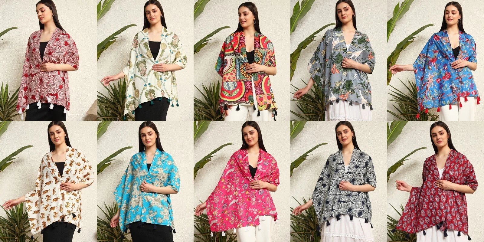 Women's Cotton Scarves Indian Hand Block Print Women Neck Wrap Stole Tassel Wrap
