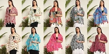 Women's Cotton Scarves Indian Hand Block Print Women Neck Wrap Stole Tassel Wrap