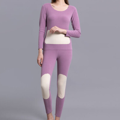 2PCS Women Thermal Underwear Set Tops and Pants Pajama Long Johns Sleepwear  Slim