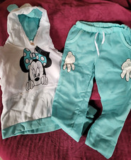 White/Turquoise Mouse Loungewear Tracksuit Matching Set Size S