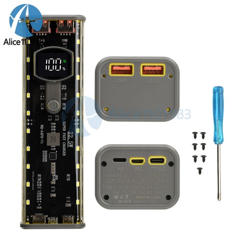 22.5W Transparent Mobile Power Bank Case 4*21700 Battery Box PD Fast Charging - Picture 31 of 32