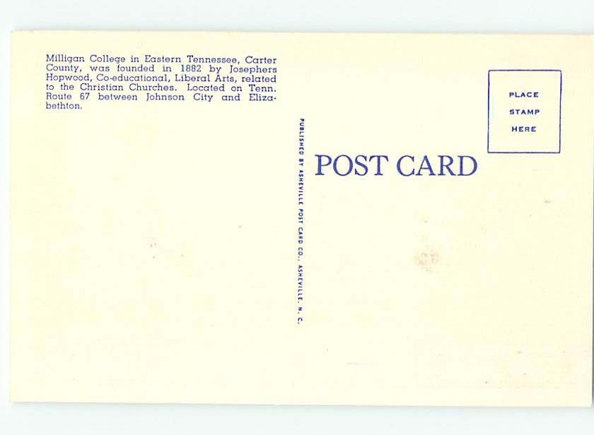 PreChrome MILLIGAN COLLEGE DORM Between Johnson City & Elizabethton TN AG7639 eBay