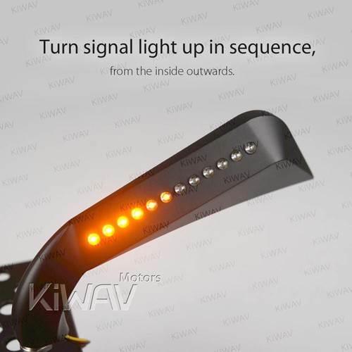 KiWAV Axe Black Mirrors w/ LED Turn Signals M10 for Honda Goldwing GL1200 GL1500 - Picture 2 of 11
