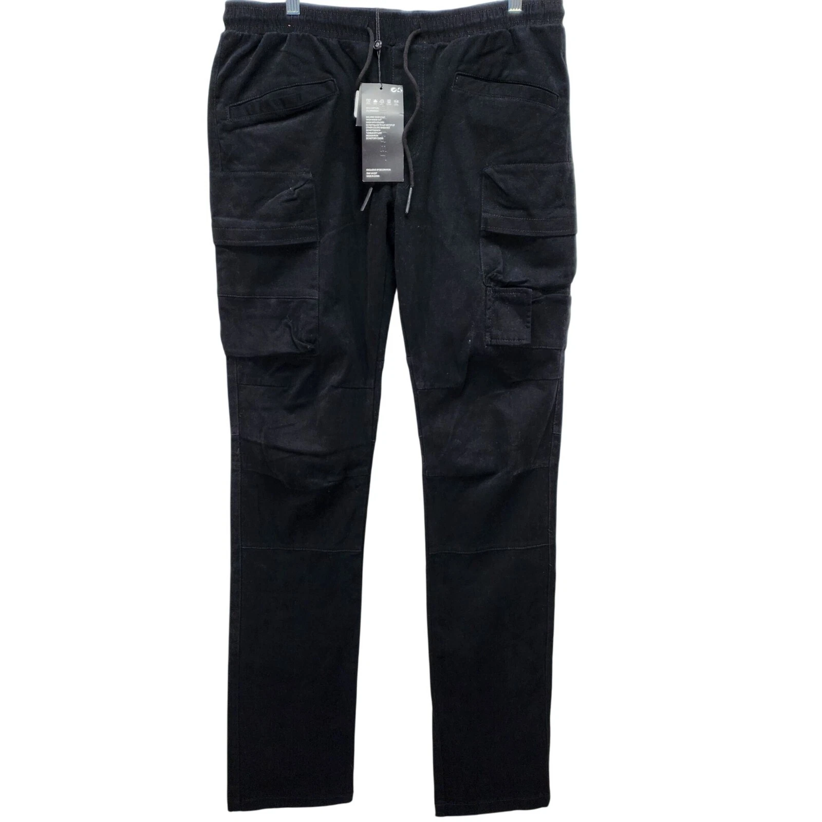 Decibel Mens Cargo Jogger Pants Utility Elastic Waist Size XL Black New
