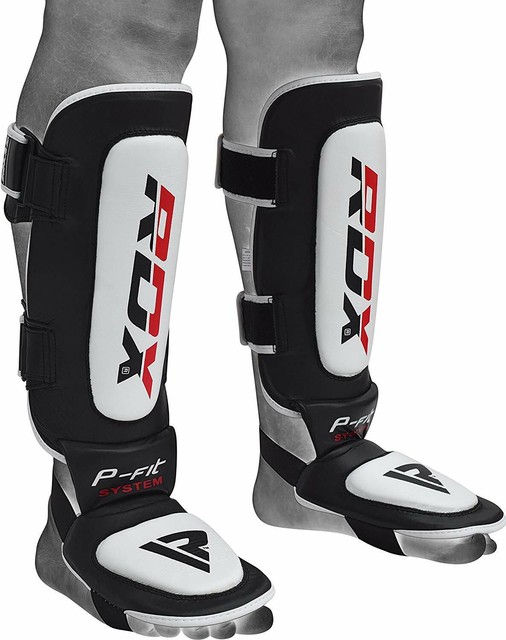 RDX Shin Guard Leather MMA Instep Leg Pads Muay Thai Boxing Training