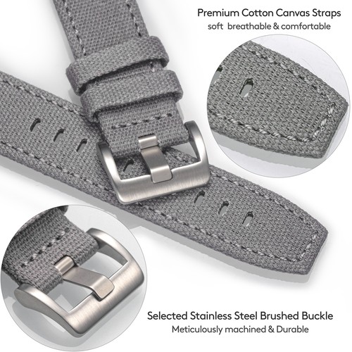 Quick Release Canvas Watch Band 18 20 22MM Military Fabric Watch Strap Men Women - Picture 15 of 39