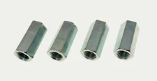 4 Pack 3/8-24 X 1-1/8" Long Fine Thread Hex Coupling Nut with Zinc Plate