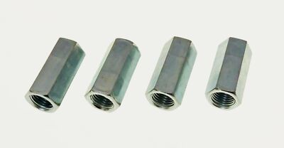 4 Pack 3/8-24 X 1-1/8'' Long Fine Thread Hex Coupling Nut with Zinc Plate