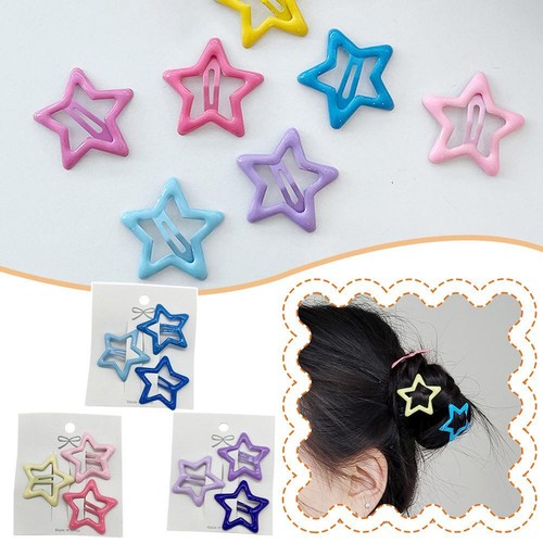 3x Colorful Star BB Hair Clips Girls Cute Star Barrette s C1G1
