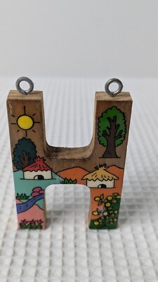 Artisan Wood Letter H Hand Painted & Shellacked Childs Room Nursery 3.5'' x 2.5''