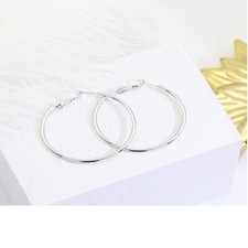 Genuine 925 Sterling Silver Tarnish-Resistant 2mm Italian Tube Hoop Earrings