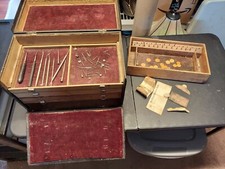 c1890's Snowden & Cowman Dental Supplies Storage Chest with Tools and GOLD
