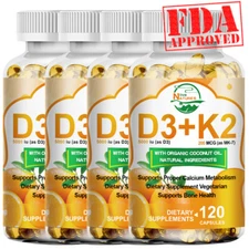 Nature's Live Vitamin D-3 & K-2 Immune Mood Support, 1/2/4 Pack-120 Veg Capsules