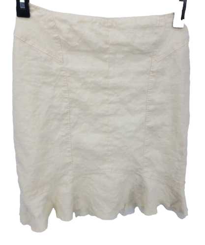 Max Mara Skirt Womens 2 Ivory Linen Ruffle Hem Made in Italy Cottagecore Career