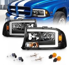 Fits 1997-2004 Dodge Dakota Durango Black Led C-type Led Headlights Lhrh 2pcs