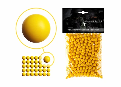 Wearable4U .43 Cal Reusable Yellow Rubber Balls for Paintball Gun 100 pack