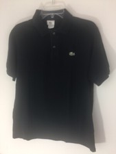 Lacoste Polo Golf Shirt Men s Small Black Cotton Mesh Pique Croc Logo Shirt
